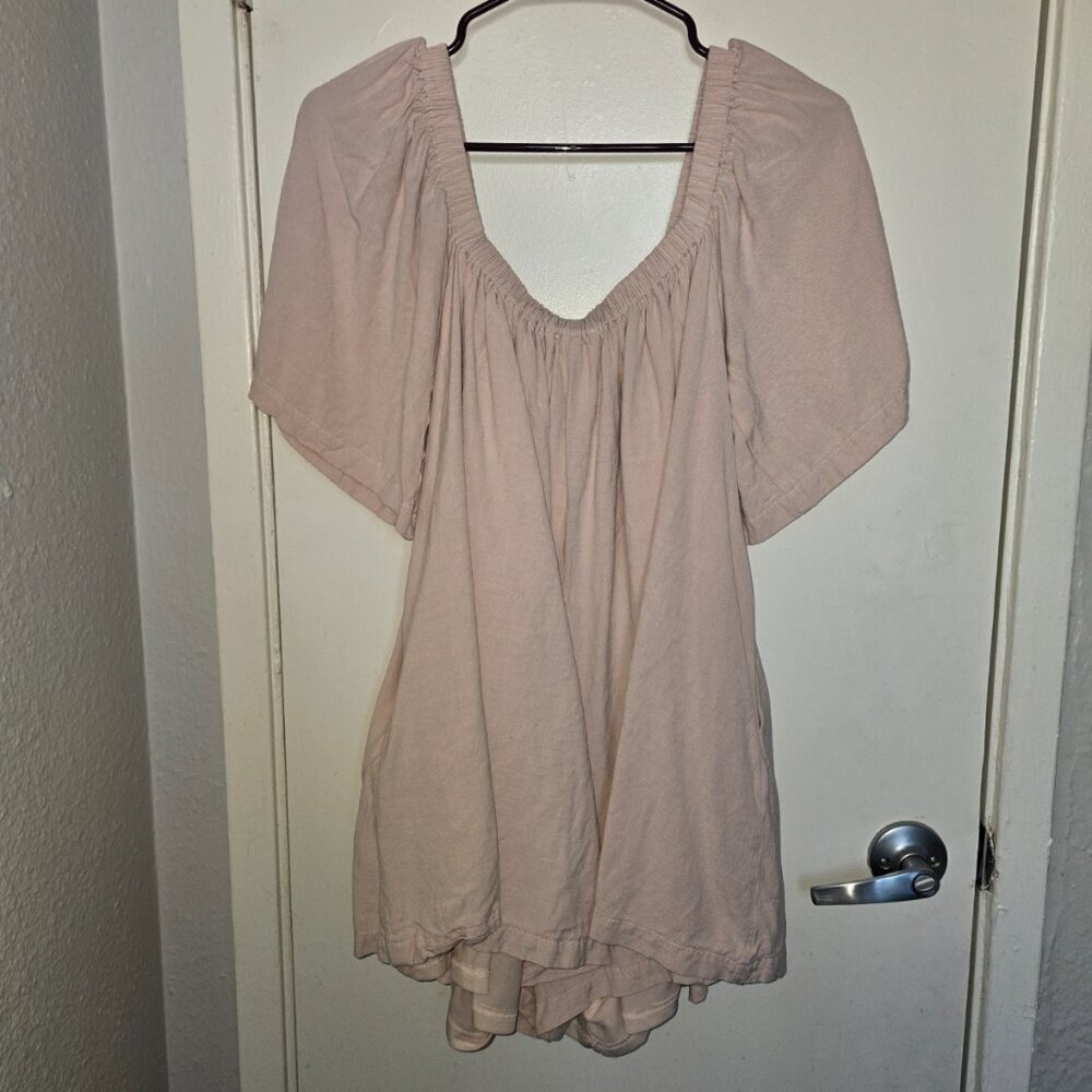 Mable Anthropologie Romper Pink Cottage Core Pockets Size M Boho - Picture 4 of 7